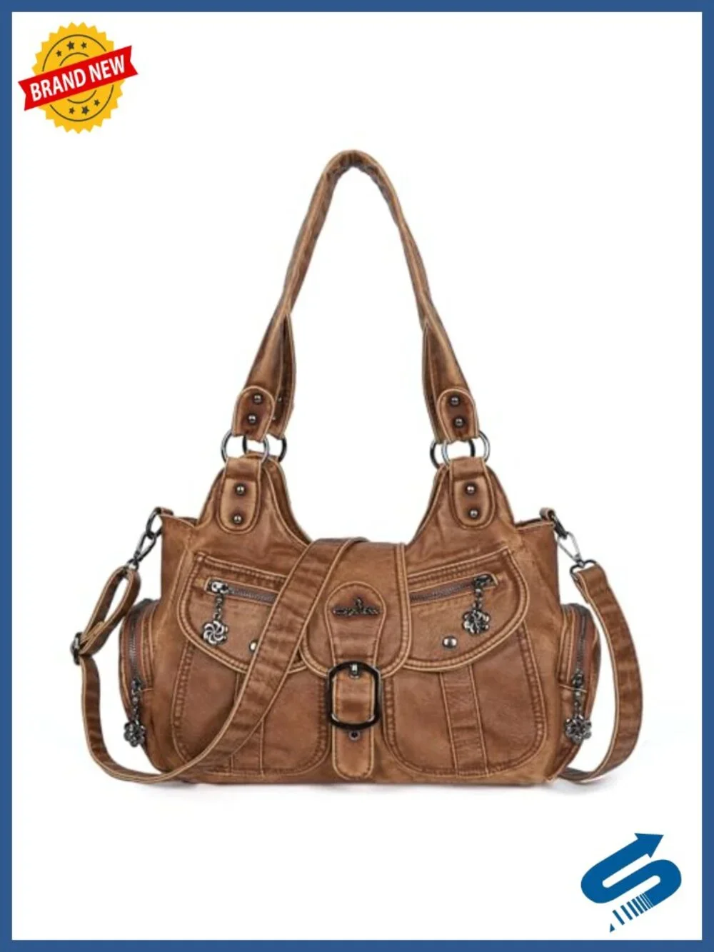 Vegan Leather Hobo Bag Women Shoulder Purse Crossbody Tote Handbag Roomy